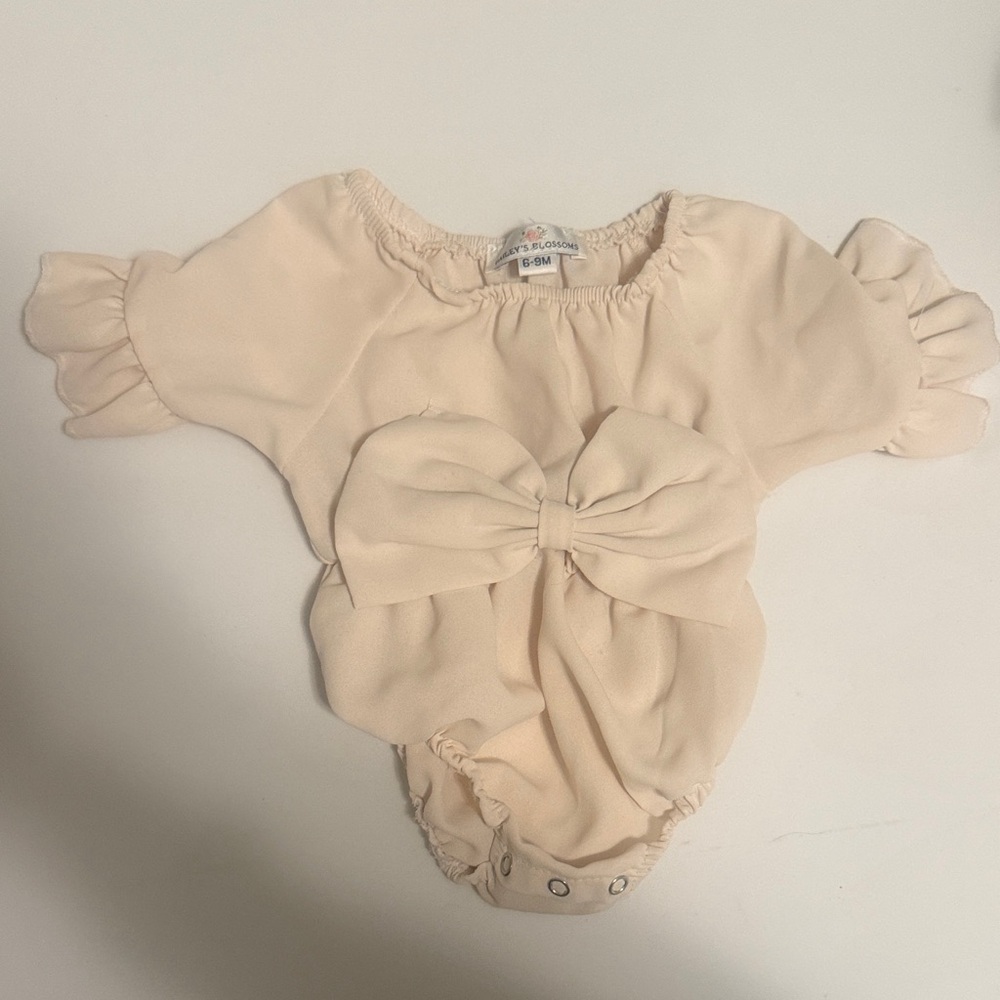 Baileys Blossoms Cream Baby Onesie with Bow